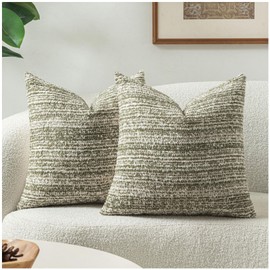 Zealax Pack of 2 Olive Green Decorative Textured Throw Pillow Covers 18x18 for Couch Bed Sofa Living Room,Soft Accent Pillows Luxury Cushion Cover Pillow Cases