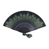 Handmade Fan - Black Bone Peacock Pattern Antique Bamboo Fan