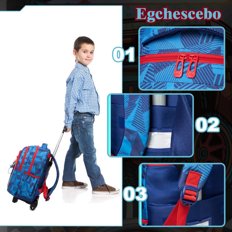 Kids Rolling Football Backpack for Boys Trolley Suitcases Luggage Travel