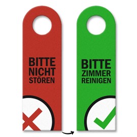 trendaffe - Please do not disturb or clean room door hanger with symbols in red-green hotel