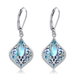 Filigree Abalone Earrings Sterling Silver Bohemian Filigree Dangle Drop Earrings Boho Jewelry Gift for Women