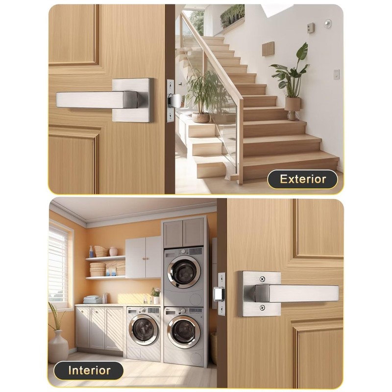 Tinewa 6 Pack Brushed Nickel Passage Door Levers Interior Door