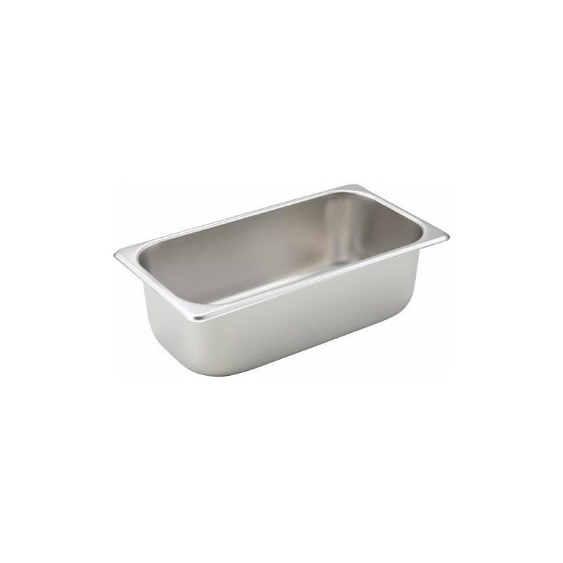 Winco 1/3 Size Pan, 4-Inch,Stainless Steel,Medium, 12.75"D x 7"W x