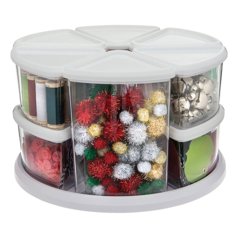 Deflecto Rotating Carousel Craft Organizer, 9-Canister, Includes 3" and 6"