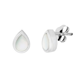 Silverly Women's 925 Sterling Silver 7 mm Mother of Pearl Shell Drop Stud Earrings