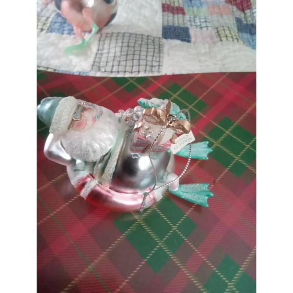 Unbranded Santa Floating on Pool Raft Christmas Holiday Ornament Glass