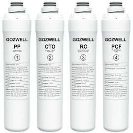 ROPOT 4-Pack Replacement Filter Set Compatible with Bluevua RO100ROPOT RO100ROPOT-UV RO System (1 PP, 1 CTO, 1 RO, 1 PCF)