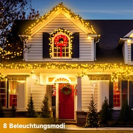 Electight 2 Pack 20 m Solar Fairy Lights, Outdoor Weatherproof Solar Fairy Lights 8 Modes Outdoor Fairy Lights for Garden, Yard, Patio, Wedding Decorations - Warm White 40 m 400 LEDs