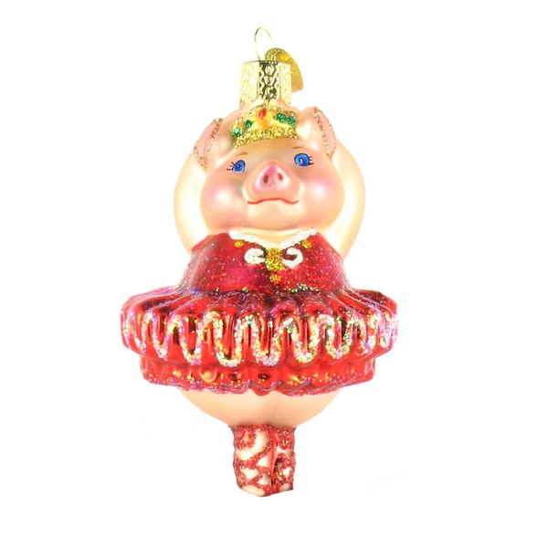 Old World Christmas Ballerina Pig Glass Blown Ornament
