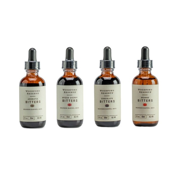 Bourbon Bitters Bundle: Woodford Reserve Aromatic, Spiced Cherry, Orange, and Chocolate Cocktail Bitters - 2 oz Each