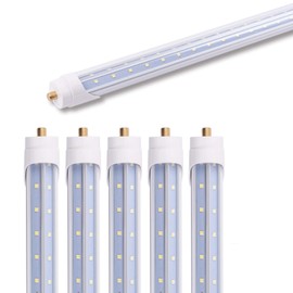 WAHADI 6-Pack 5FT 48W T8 LED Tube Light Daylight 6000k V-Shaped Dual Row Extrabright LED Chips FA8 One Pin Base 5 Foot LED Bulbs to Replace T8 T10 T12 Fluorescent Light