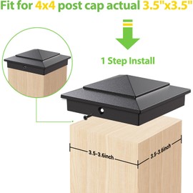 12 Pack Pyramid Aluminum Post Caps for 4x4 Wood Posts (Actual 3.5" x 3.5"), Durable Powder-Coated Fence Post Caps for Deck, Patio, Fence, Weather-Resistant, Rust-Proof PC44