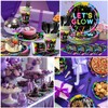 154Pcs Neon Party Supplies Set - Serves 24, Glow in