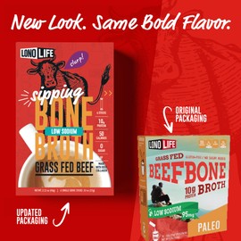 LonoLife Low Sodium Beef Bone Broth Powder Mix | Grass-Fed, 10g Protein | Collagen-Rich, Keto & Paleo Friendly | Natural Ingredients | 8oz Bulk Container (15 Servings)