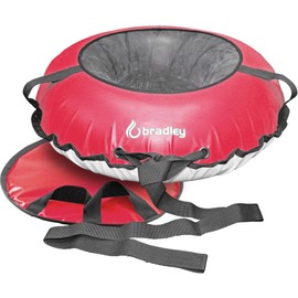 Bradley Heavy-Duty 50" Snow Tube with Reinforced Cover | Rubber Truck Tire Tube Sled for Extreme Sledding, Winter Fun, and Durable Performance in Any Conditions Red (Deluxe Set)