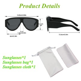 JieJieko Retro Aviator Sunglasses for Women Men, Vintage Oversized 70s 80s Sunglasses (Black Brown)