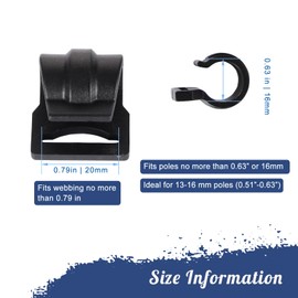 Tent Pole Clips, C Clips for Tent, Tent Pole Attachment Clips 20 Pack (Fits 13-16mm (0.51“-0.63”) Poles)