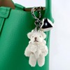 White Bear Plush Keychain,Fluffy Cute Keychain Pearl Pendant Key Chains