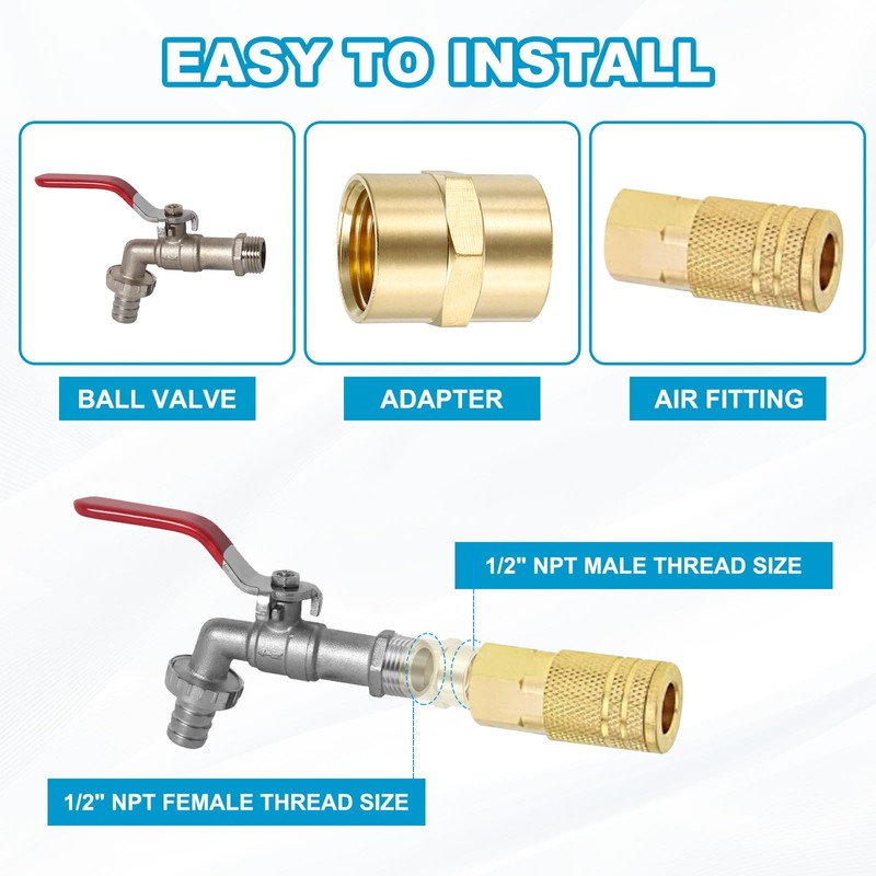 PATIKIL 1/2" x 1/2" Brass N PT Coupler 2 Pack
