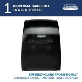 Kimberly-Clark Professional Sanitouch Manual Universal Hard Roll Paper Towel Dispenser (09990), Black, 1.5" Core Compatible for Commercial Hand Towels, Wall Mounted (Qty 1)