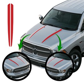 Vinyl Hood Spears Racing Stripes – Fits 2009-2018 Dodge Ram 1500 2500 – Dodge Ram Decals & Stickers by Benini Design Studio – Made in USA – Red – Avery HP750 High-Performance Vinyl