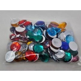 Bulk 100 pcs 20mm Round  Multicolor Glue On Crystal Rhinestones Craft Jewels VTG