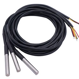 DS18B20 Waterproof Temperature Sensor, Digital with 12-bit ADC, Stainless Steel for Arduino, STM32, ESP32, Raspberry Pi (5 metre × 3 Pieces)