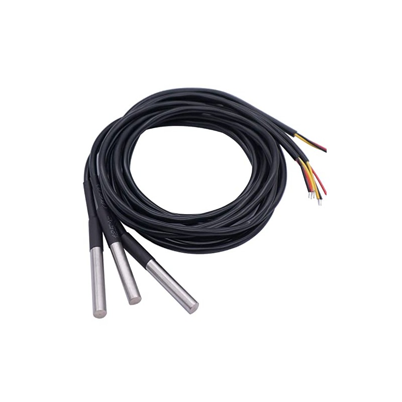 DS18B20 Waterproof Temperature Sensor, Digital with 12-bit ADC, Stainless Steel