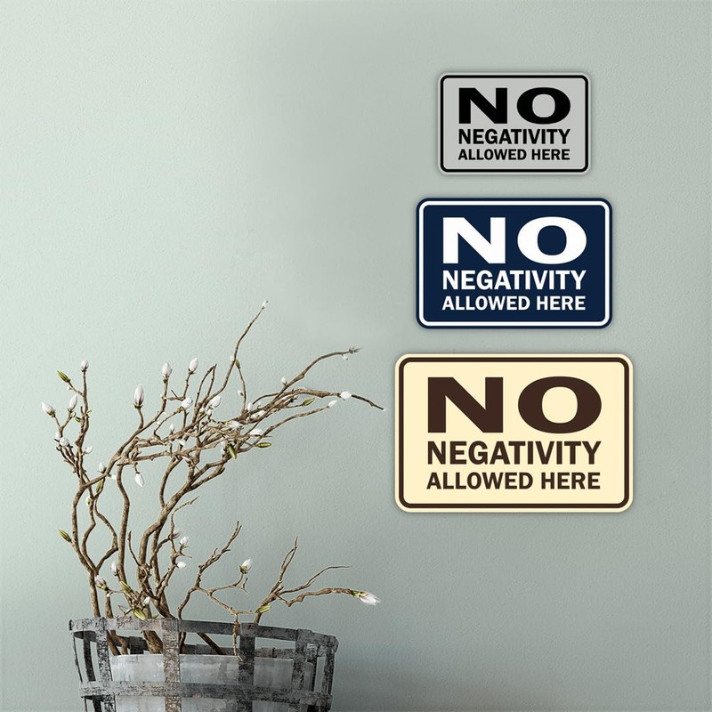 Signs ByLITA Classic Framed No Negativity Allowed Here Sign (Red)