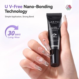 SAVILAND Super Strong Nail Glue Gel: 15g Semi Solid Gel Nail Glue for Press Ons Quick Drying 30-Day Long Lasting Gentle Press On Nail Glue Adhesive with Castor Oil & Vitamin E No U V Light Needed