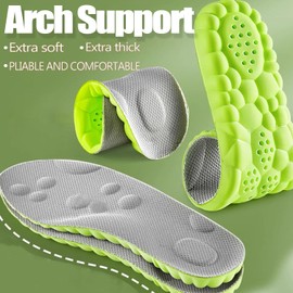 4D Cloud Massage Shoe Insoles for Women Men, Memory Foam Insoles with Arch Support for All-Day Comfort(Green, Men 10)