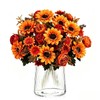 2 Bunches Autumn Artificial Flowers Sunflowers Orange Fake Peony Bouquet