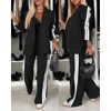 CHICME Womens Two Piece Outfits Striped Side Button Blazer and