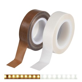 TVETE Teflon Tape, LED Dimming Seal, Masking Tape, High Temperature Tape, White + Brown, 2 Packs, Heat Resistant, Cold Resistant, Stability, Insulation, Corrosion Resistant, Smooth Surface, Circuit