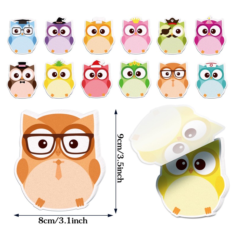 12 Pack Owl Cartoon Sticker Notebooks, 240 Cute Animal Sticker