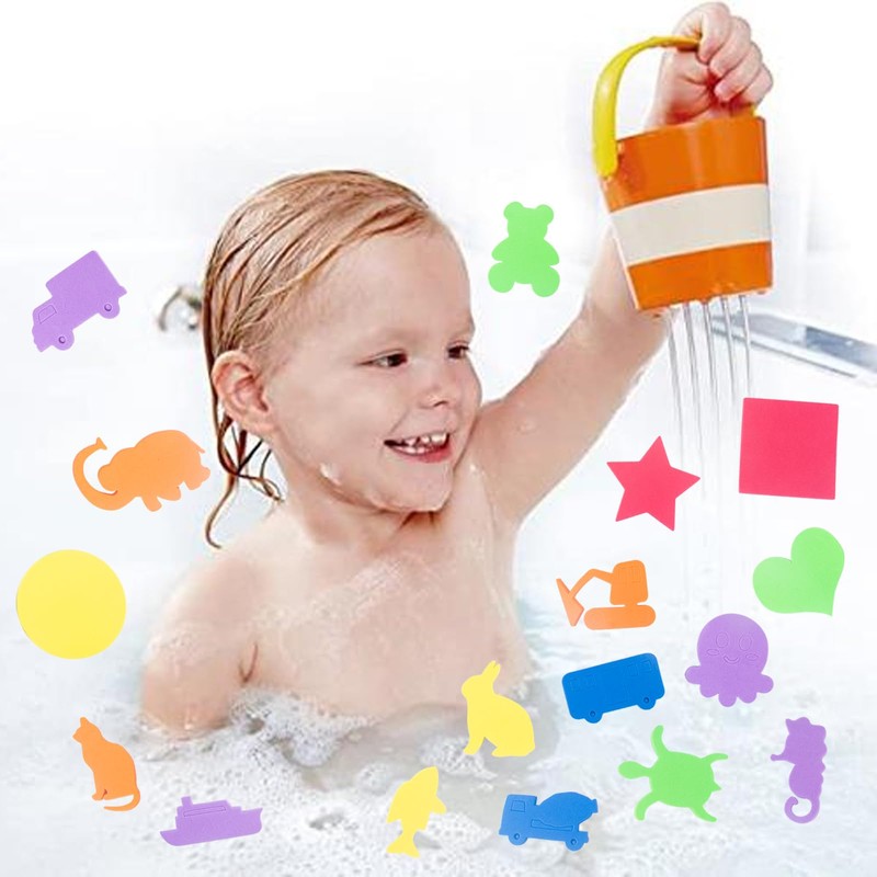 AYNKH 30 Pcs Foam Bath Animals And Vehicles And Graphics