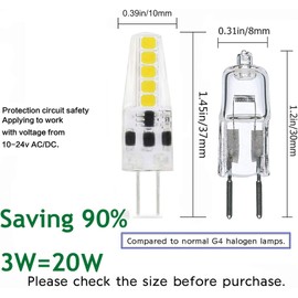 DOPKUSS G4 LED Bulb 10 Pack Bi-Pin Base AC 12V 24V G4 LED Bulb 2W 20W Halogen Replacement 6000K Warm White Dustproof Shockproof (G4 Led Light Bulb 6000K 10packs)