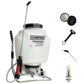 Chapin International 63900 Self Cleaning Backpack Sprayer, 4 gal, Translucent White