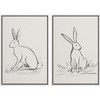 SIGNWIN Framed Canvas Print Wall Art Minimalist Rabbit Sketches Line