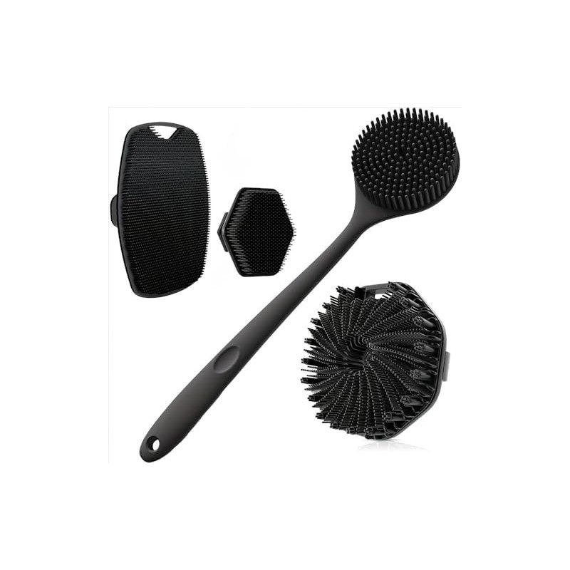 Juego de 4 Cepillos de Baño de Silicona, Incluye Cepillo