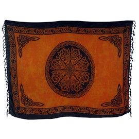 Guru-Shop Bali Batik Sarong for Men and Women, Wall Hanging, Wrap Skirt, Sarong Dress, Beach Towel, Beige, Synthetic, Size: One Size, Sarongs, Beach Towels, Alternative Clothing - Celtic Orange