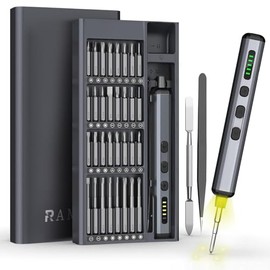 68 en 1 Destornillador Electrico,desarmador electrico inalambrico con 4 LED,2 modos de funcionamiento,con caja metálica,para Reparar Anteojos, Televisores, computadoras, Teléfonos Móviles, Cámaras