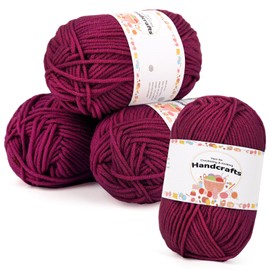 Aeelike 200 g (4 x 50 g) Acrylic Wool 5Ply Cotton for Crocheting, Crochet & Knitting Yarn for Knitting, Crochet and Crafts, Crochet Yarn Wool Set Colourful, Rose Purple