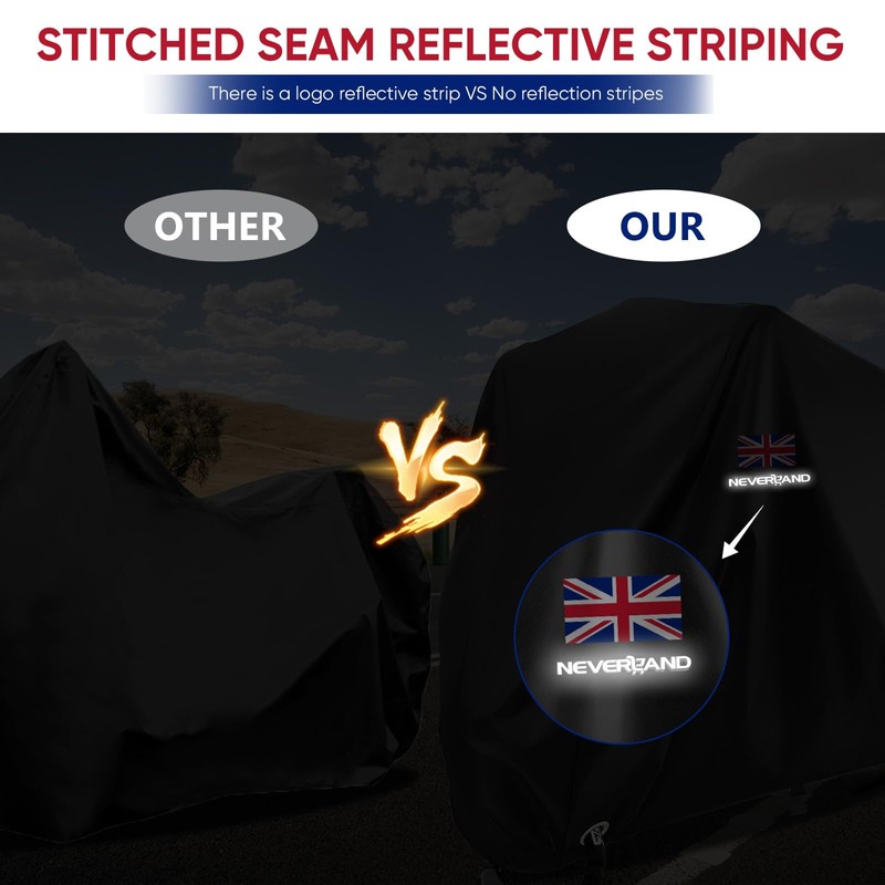 NEVERLAND Motorbike Cover Waterproof XXL Motorcycle Cover with Lock Holes