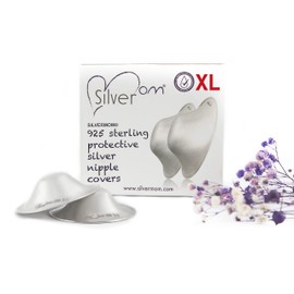 The Original Silver Nursing Cups - Nipple Shields for Nursing Newborn - Newborn Essentials Must Haves - Nipple Covers Breastfeeding- Silvermom-X Large