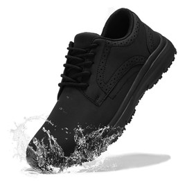 Mens Non Slip Work Shoes Food Service Chef Kitchen Lightweight Slip Resistant Walking Waterproof Oxfords Shoe, Black 10.5