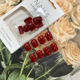 24Pcs Short Press on Nails Square Extra Short Fake Nails Nude Date Red Acrylic False Nails Short Full Cover Artificial Nails Glossy Solid Color Full Cover Glue on Nails Stick on Nails for Women Girls