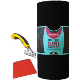 SturdyShape Premium Boat Trailer bunk Carpet Kit -The Marine Carpet is 20ftx20in 25oz- Boat bunk Board Carpet - Boat bunk Carpet, Jet ski bunk/Boat Trailer Carpet (20"x20' Black v2) (1, Black)