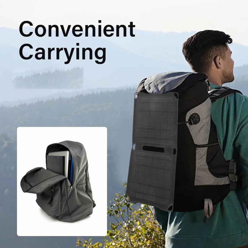 14W Solar Panel USB Charger Portable Foldable Monocrystalline ETFE Solar