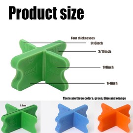 LimCryspp 4Pcs ABS Deck Spacer Tools,4 Thicknesses (1/16", 1/8", 3/16", 1/4") - Durable PC Plastic Deck Board Jig Spacers for Pressure Treated Lumber & Composite PVC Decking (Green)